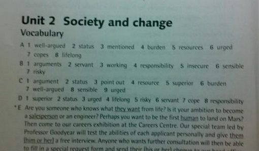 Ӣϰ unit 2 society and change